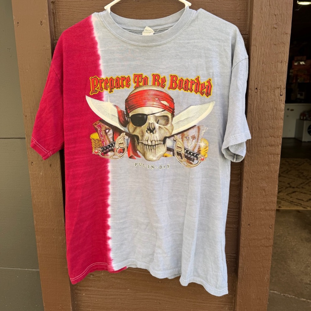 Anvil Red and Gray Pirate Graphic Tee